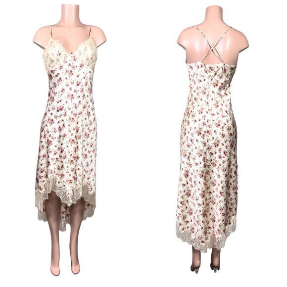 Guess Floral Lace High Low Maxi Slip Dress SZ M $108 - Picture 3 of 7